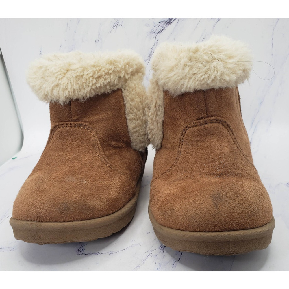 Toddler S6 Brown Leather Fur Lined Wonder Nation Kids Ankle Boots